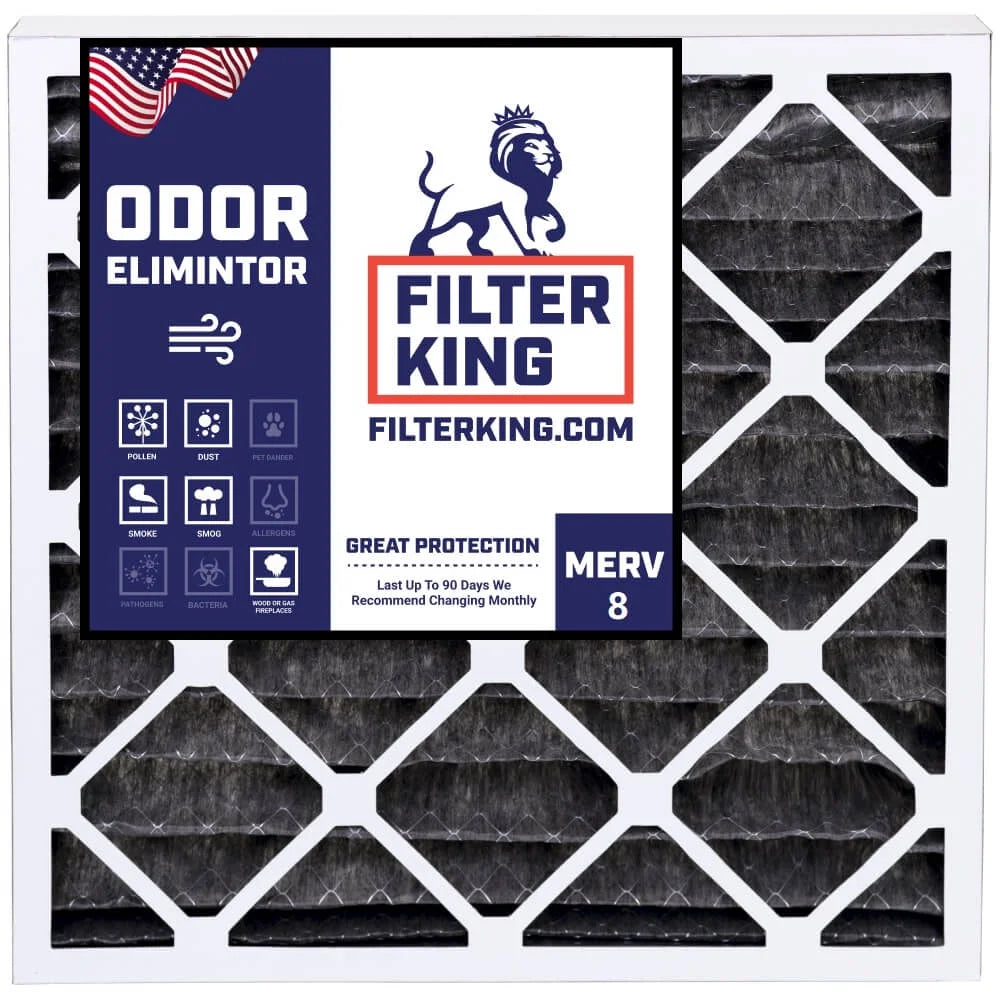 Filter King 16x19x1 Air Filter | 4-PACK | Carbon MERV 8 HVAC Pleated A/C Furnace Filters | MADE IN USA | Actual Size: 15.5 x 18.5 x .75"