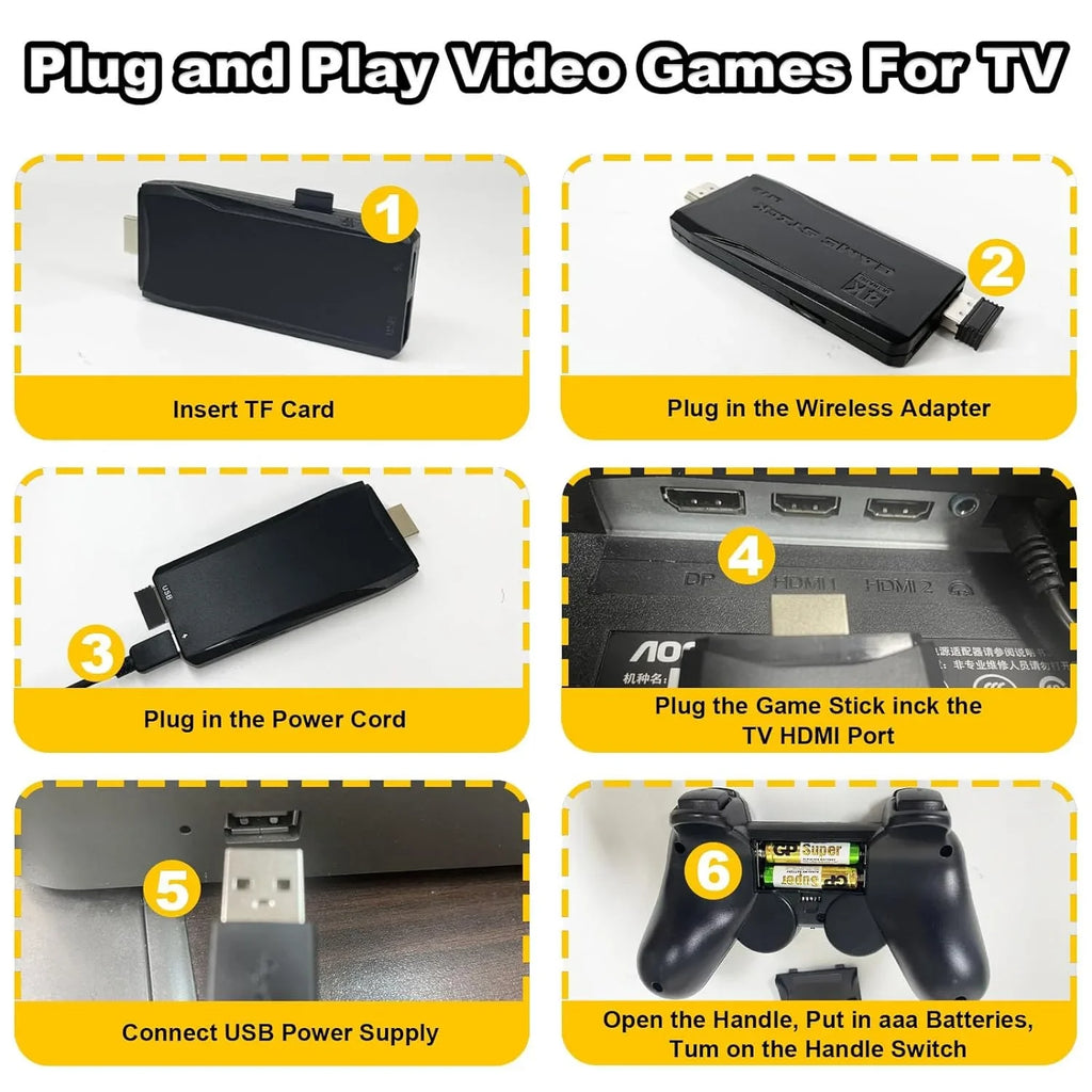 Retro Game Stick with Built-in 9 Emulators, Retro Gaming Console with 20,000+ Games, HD Output and 2.4GHz Wireless Controller TV Plug and Play - Revisit Classic Games