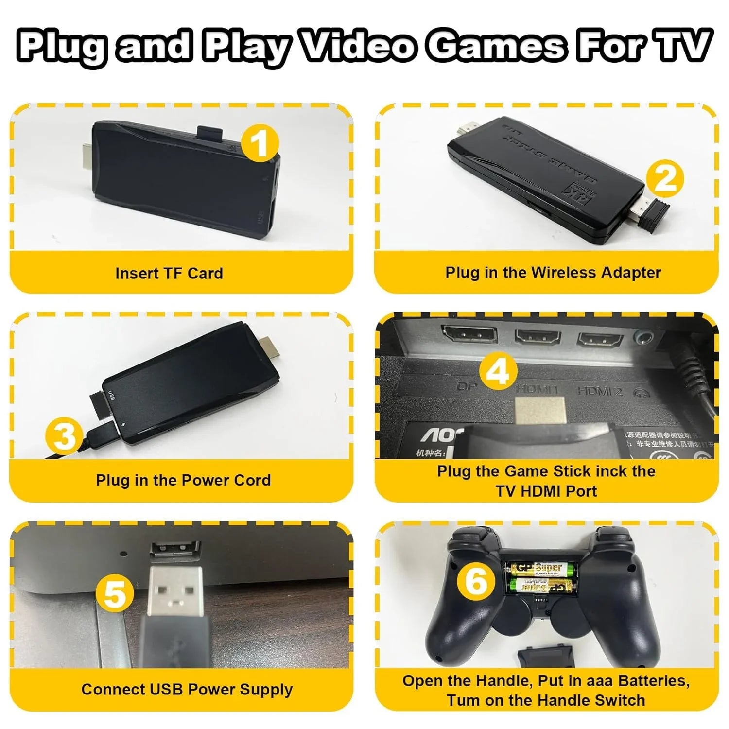 Retro Game Stick with Built-in 9 Emulators, Retro Gaming Console with 20,000+ Games, HD Output and 2.4GHz Wireless Controller TV Plug and Play - Revisit Classic Games
