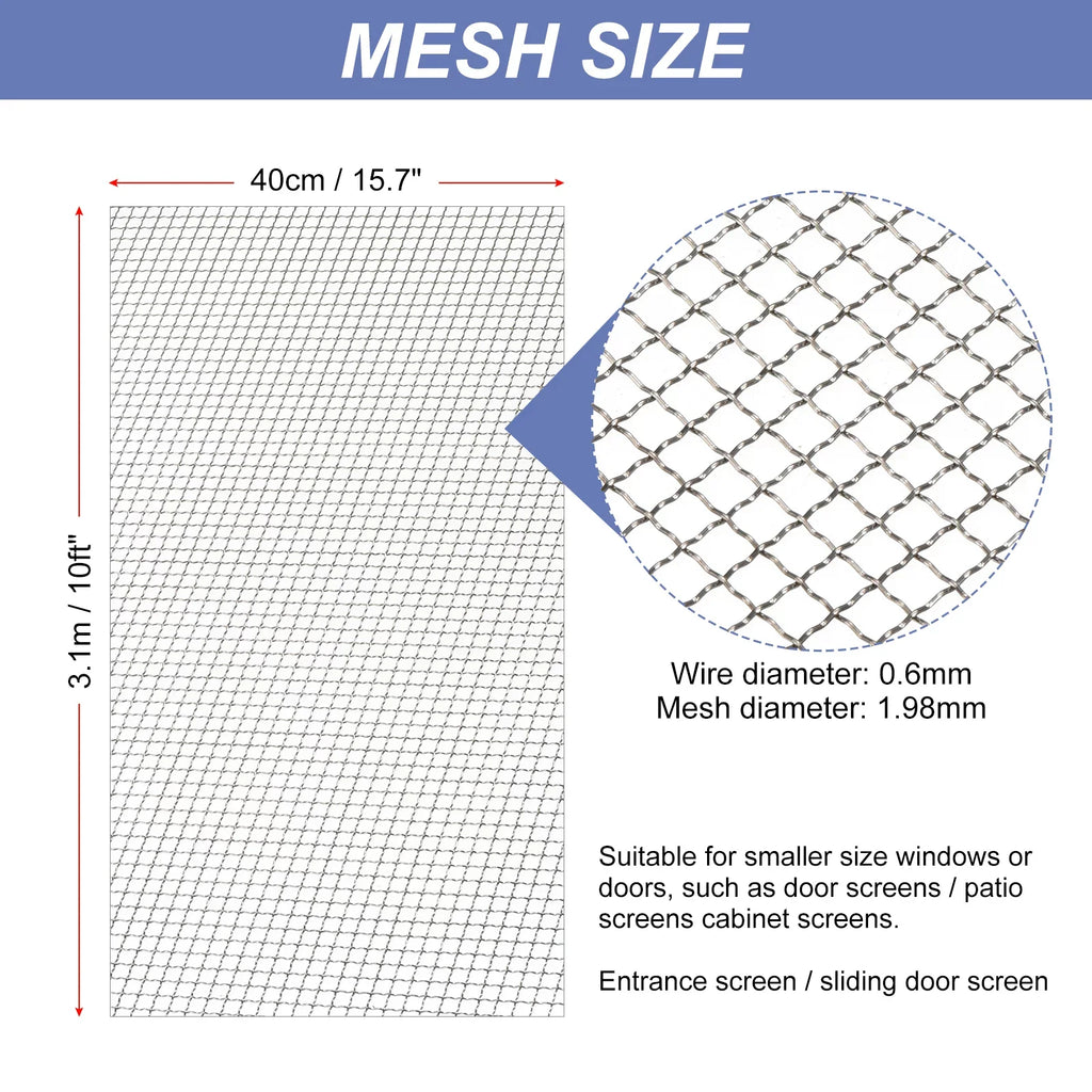 304 Stainless Steel Woven Wire Mesh Screen, Air Vent Mesh Window Screen Screen Door Replacement