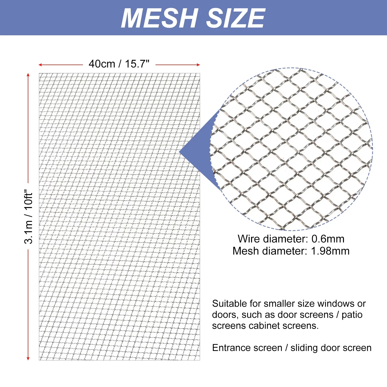 304 Stainless Steel Woven Wire Mesh Screen, Air Vent Mesh Window Screen Screen Door Replacement