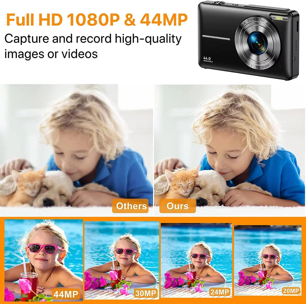 Digital Camera, FHD 1080P Digital Camera Kids Video Camera with 32GB SD 16X Digital Zoom, Compact Point