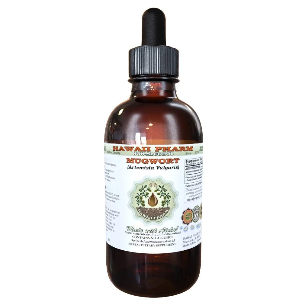 Mugwort (Artemisia Vulgaris) Glycerite, Organic Dried Herb Alcohol-Free Liquid Extract, Ai Ye, Glycerite Herbal Supplement 2 oz