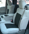 F369 2004-2008 Ford F150 XLT Super Cab Front 40/20/40 Split Seat With Adjustable Headrests and Opening Center Console Two Tone in Dark Gray Velour and Black Twill