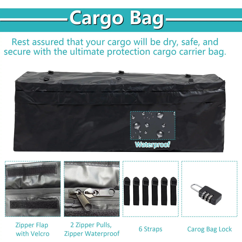 60" x 24" x 6" Hitched Mounted Folding Cargo Basket with a 500 lb Capacity Car SUV Truck Trailer, Black