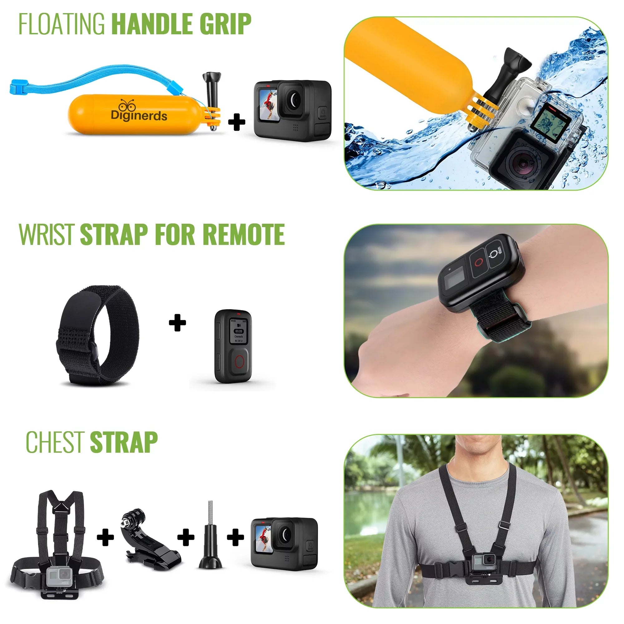 DiGiNerds - 50-in-1 Action Camera Accessory Kit, GoPro, Fusion, Insta360, DJI, AKASO