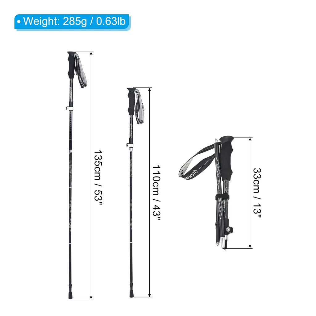 Uxcell Trekking Poles, Collapsible Hiking Pole 53 Inch Telescopic White