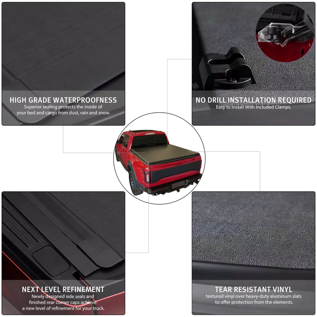 XTWEEX Soft Roll Up Truck Bed Tonneau Wrap Fits 2002-2023 Dodge Ram 1500 | 2003-2023 Ram 2500 3500 | 2019+ Ram 1500 Classic Body(Not New Body) 6.4 FT Bed W/O Rambox