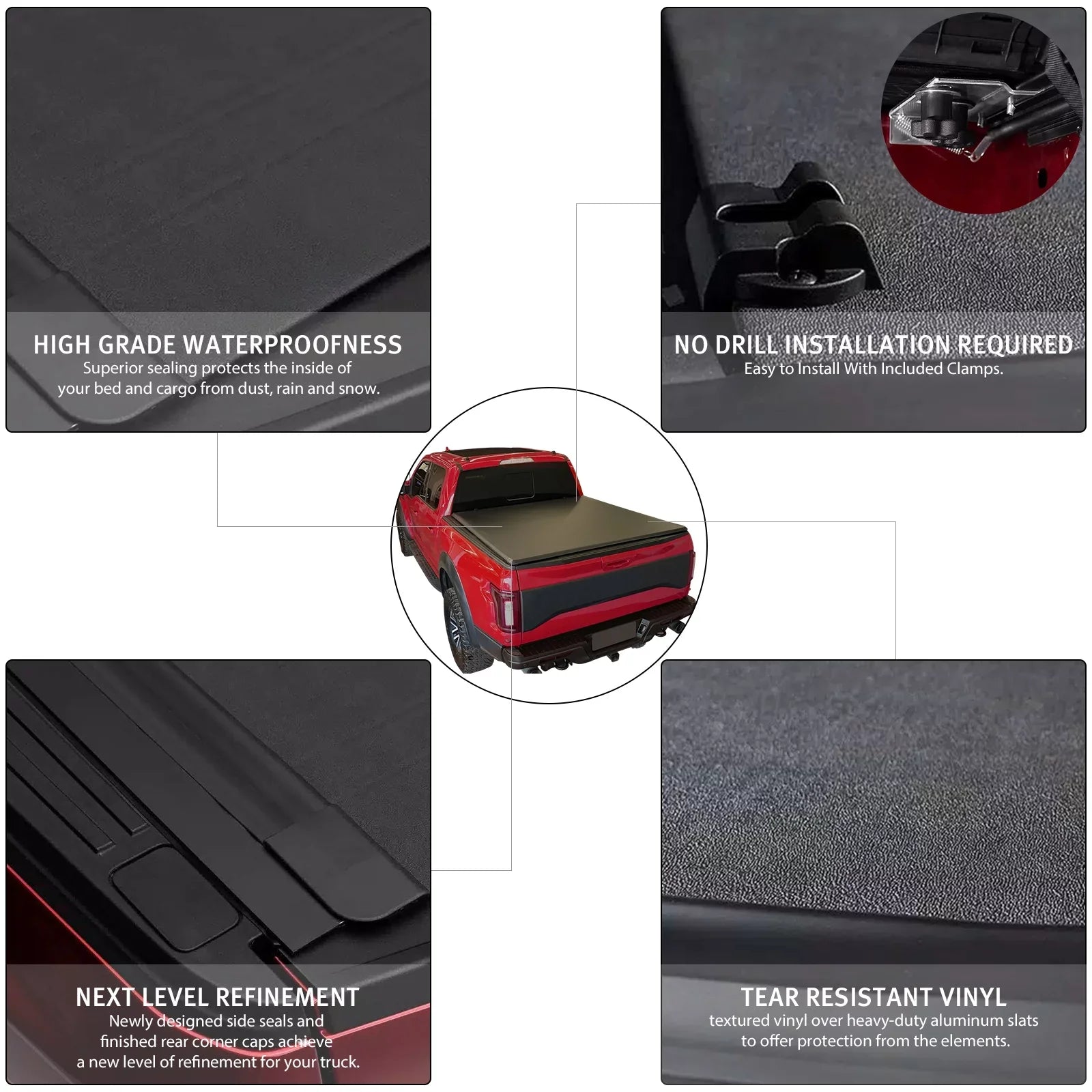XTWEEX Soft Roll Up Truck Bed Tonneau Wrap Fits 2002-2023 Dodge Ram 1500 | 2003-2023 Ram 2500 3500 | 2019+ Ram 1500 Classic Body(Not New Body) 6.4 FT Bed W/O Rambox