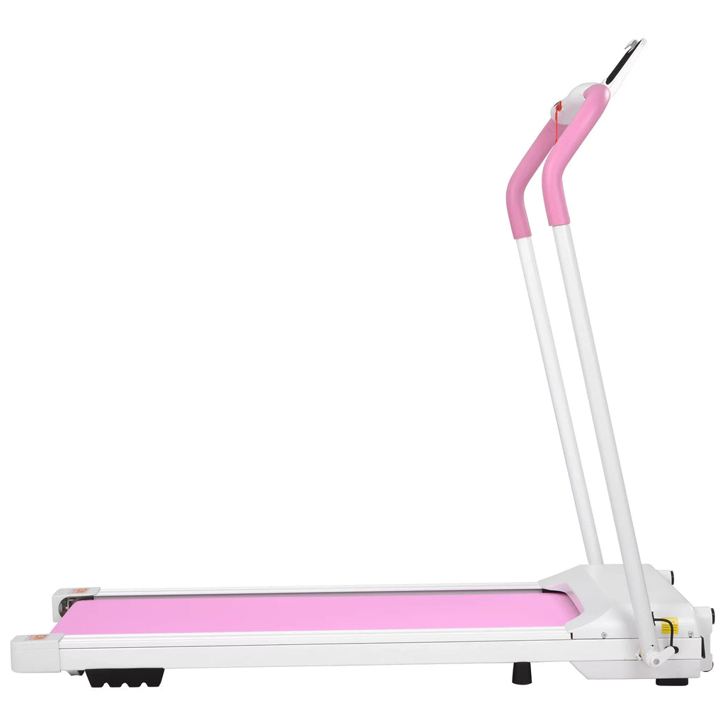 Treadmill Folding Treadmill Home Portable Electric Motorized Treadmill Running Exercise Machine Compact Treadmill Home Gym Fitness Workout Walking; No Installation Required; White&Pink