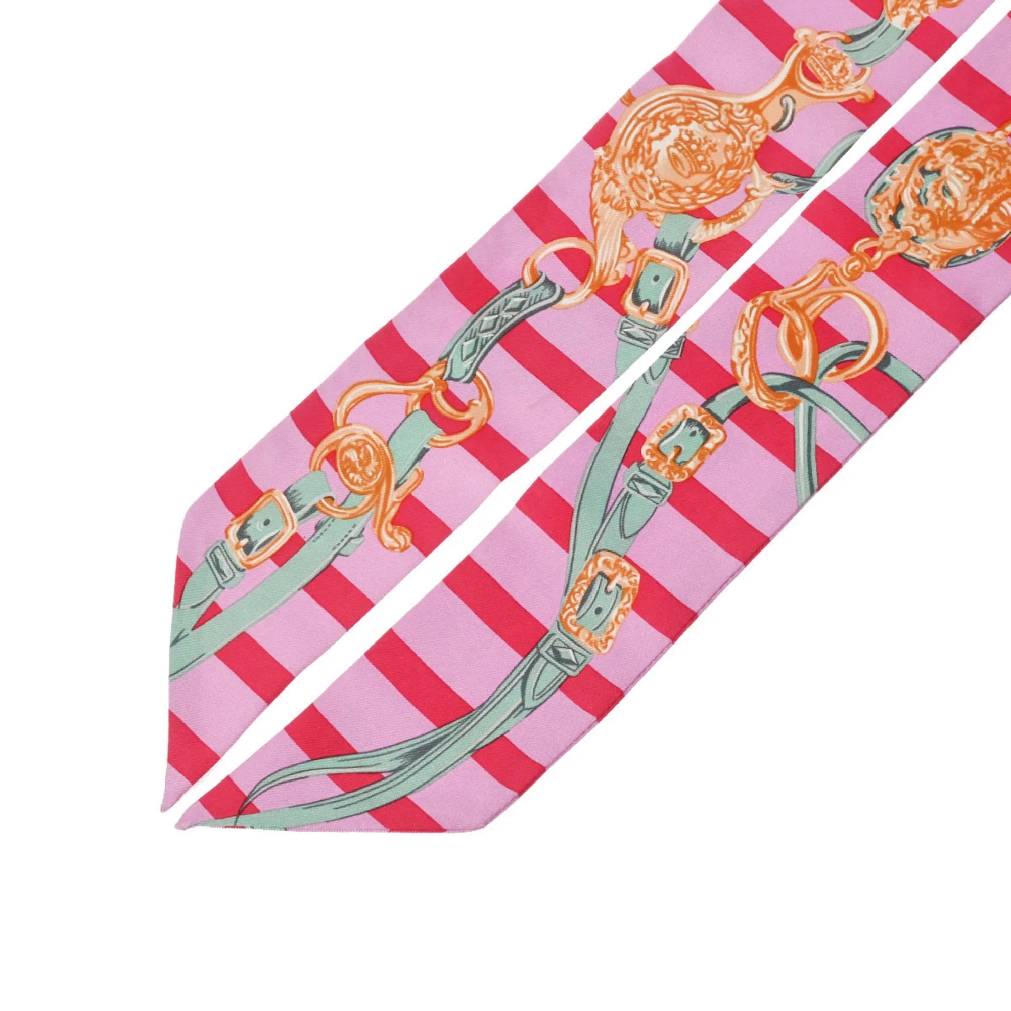 Pre-Owned HERMES Twilly BRIDES DE GALA Old Tag Pink/Red/Green - Women's 100% Silk Scarf Muffler (Fair)