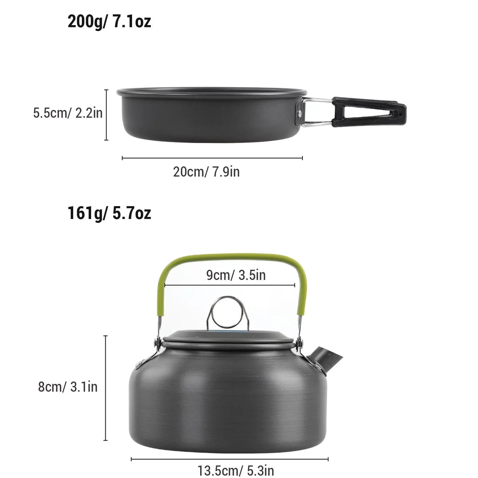 Anself Camping Cookware Mess Kit Non Stick Pot and Pan Set with Kettle Cooking and Backpacking