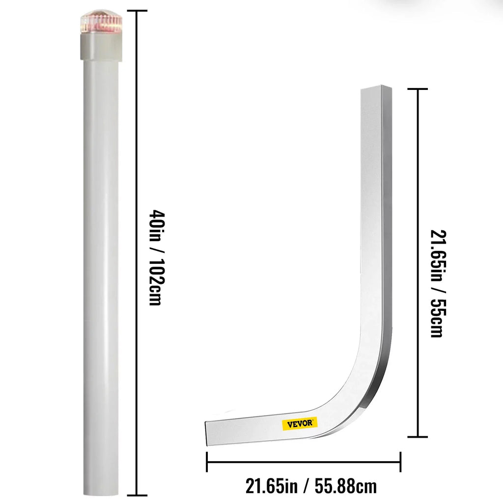 VEVORbrand Watercraft Trailer Guide-on, 40", 2pcs Galvanized Steel Trailer Post Guide on, with LED-Lighted PVC Tube Wrap Mounting Hardware Included, Ski Ship Fishing Vessel or Watercraft Trailer