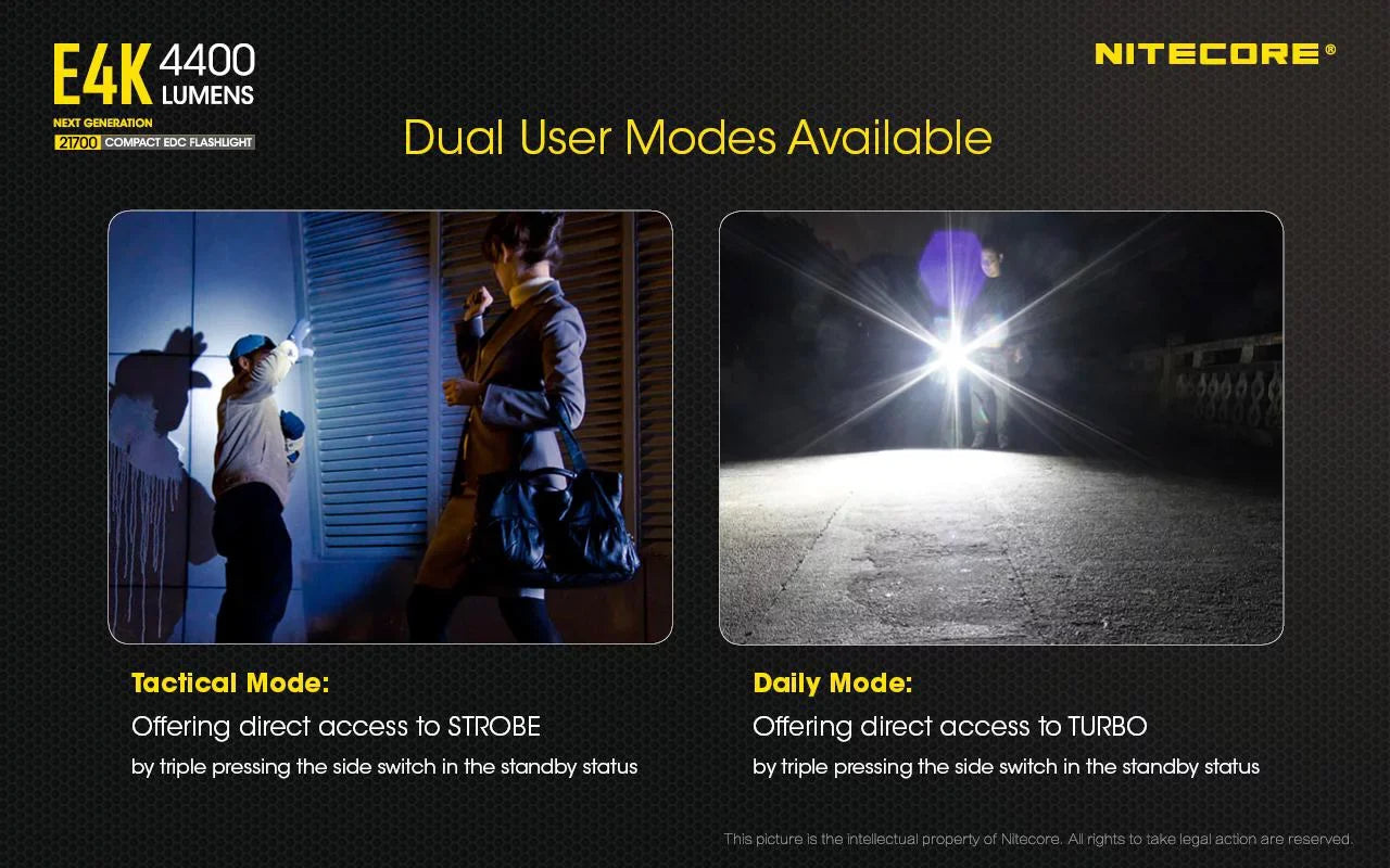 Combo: NITECORE E4K Next generation Flashlight - 4400 Lumens w/NTK05 Small Folding Knife