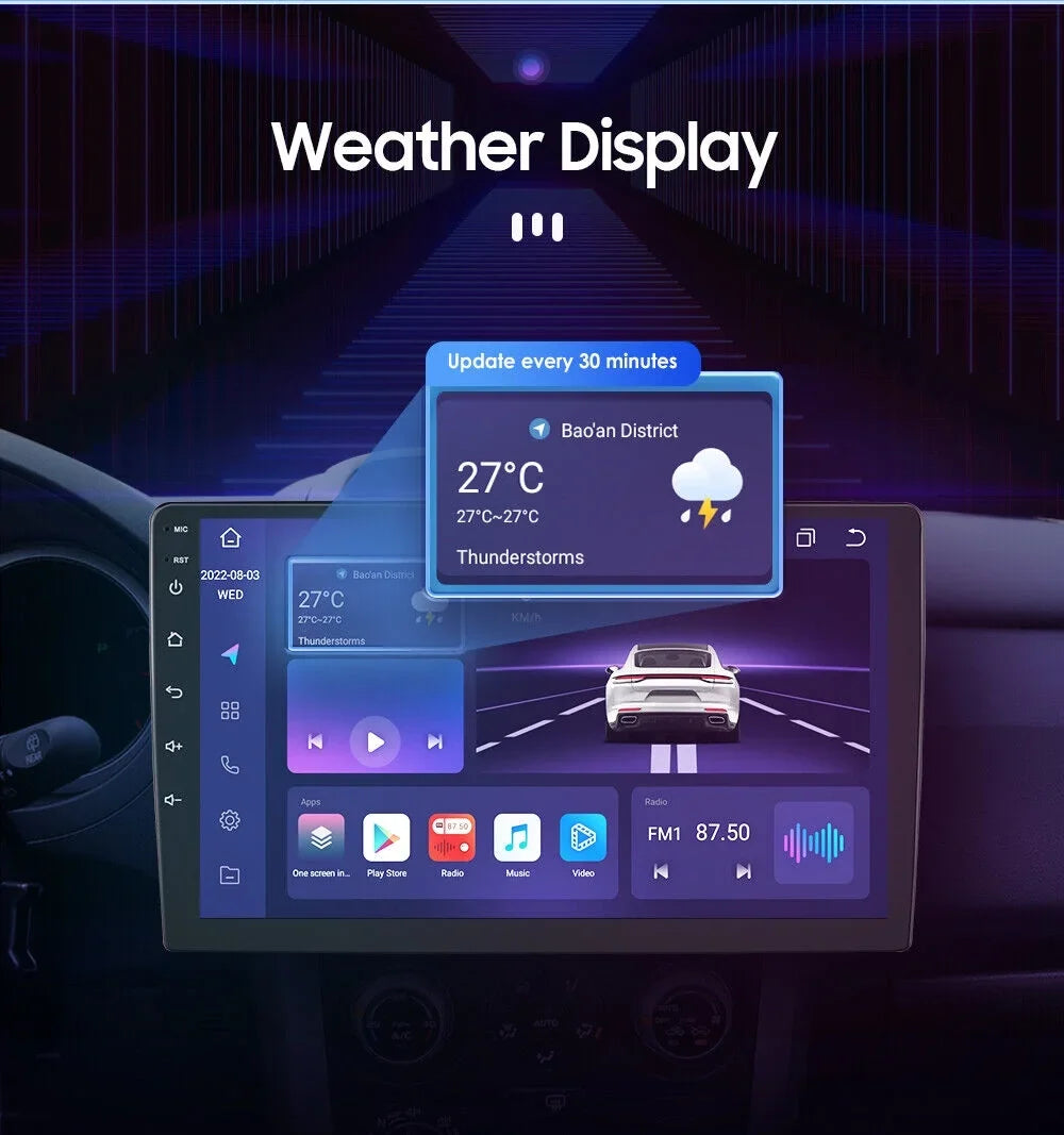 10'' 2Din Android QLED Car Stereo Nav GPS Radio DSP CarPlay 8Core 4+32GB