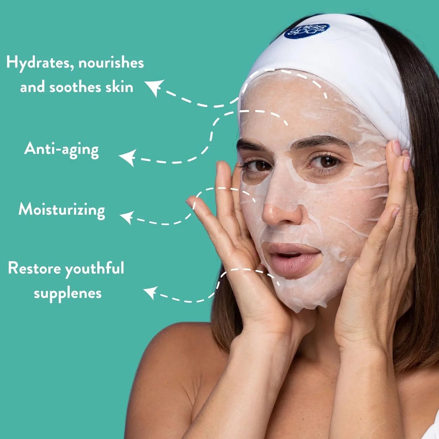 Miss Spa Hydrating Face Sheet Mask with Aloe, Skin Care Women, 4-Pack