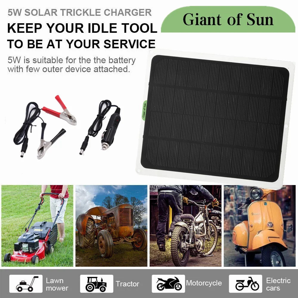 DFITO 22W Solar Panel,12V/5V Trickle Charger Battery Charger Kit W/ 2x Alligator clip,1x Cigarette lighter,2 Carabiners,1 mountaineering bag,1 Fast Charger,Maintainer Craft RV Car