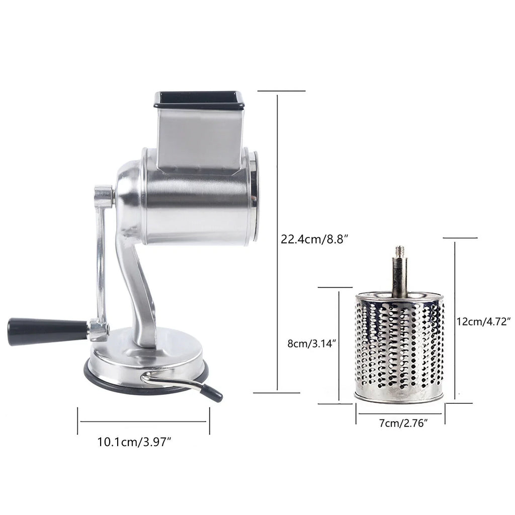 OUKANING Stainless Steel Cheese Food Grater Rotary Drum Slicer Shredder Grinder with 5 Blades