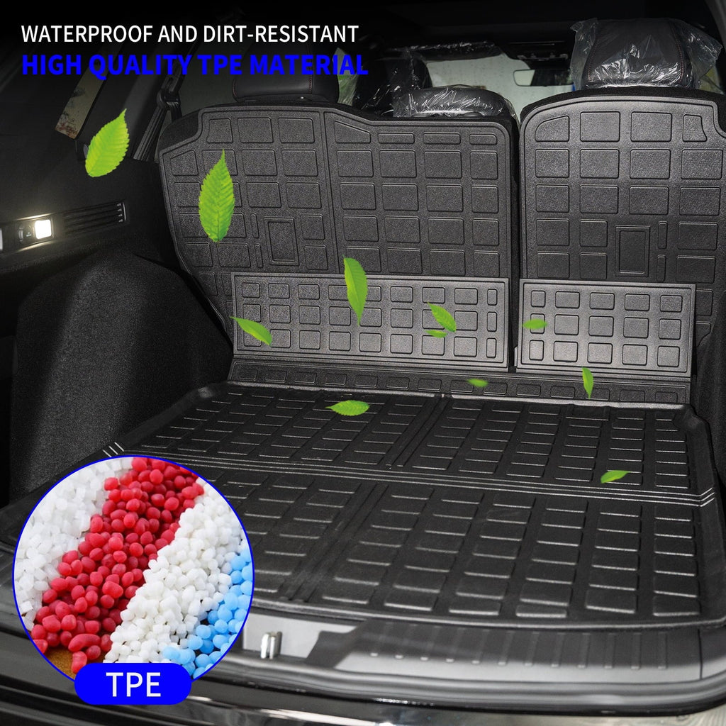 Cargo Mat with 2023 2024 Honda CRV Hybrid Cargo Liner Trunk Mat Back Seat Protection Protector Honda CR-V Accessories (Fit Upper Deck, Trunk Mat+Backrest Mats)