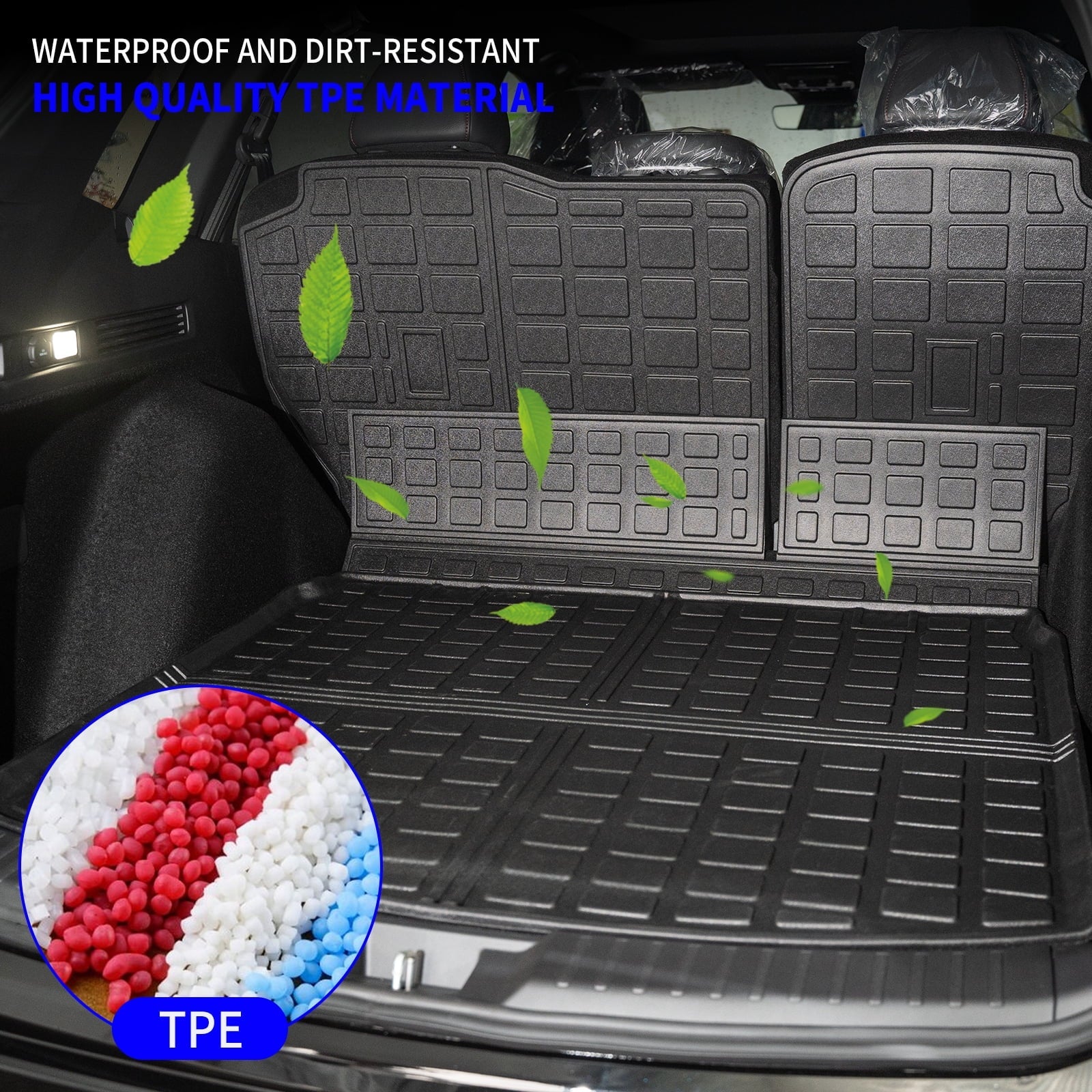 Cargo Mat with 2023 2024 Honda CRV Hybrid Cargo Liner Trunk Mat Back Seat Protection Protector Honda CR-V Accessories (Fit Upper Deck, Trunk Mat+Backrest Mats)