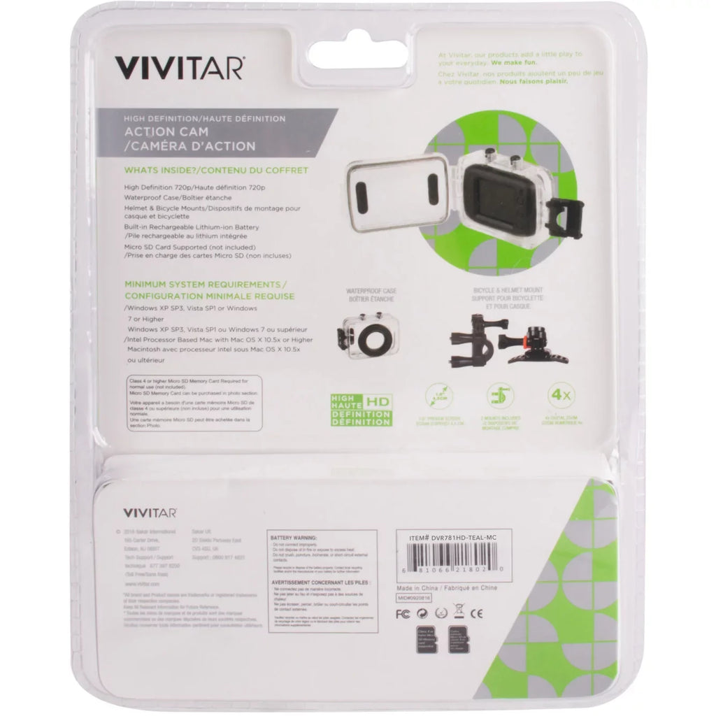 Vivitar 5.1MP ACTION CAMCORDER 720P Teal