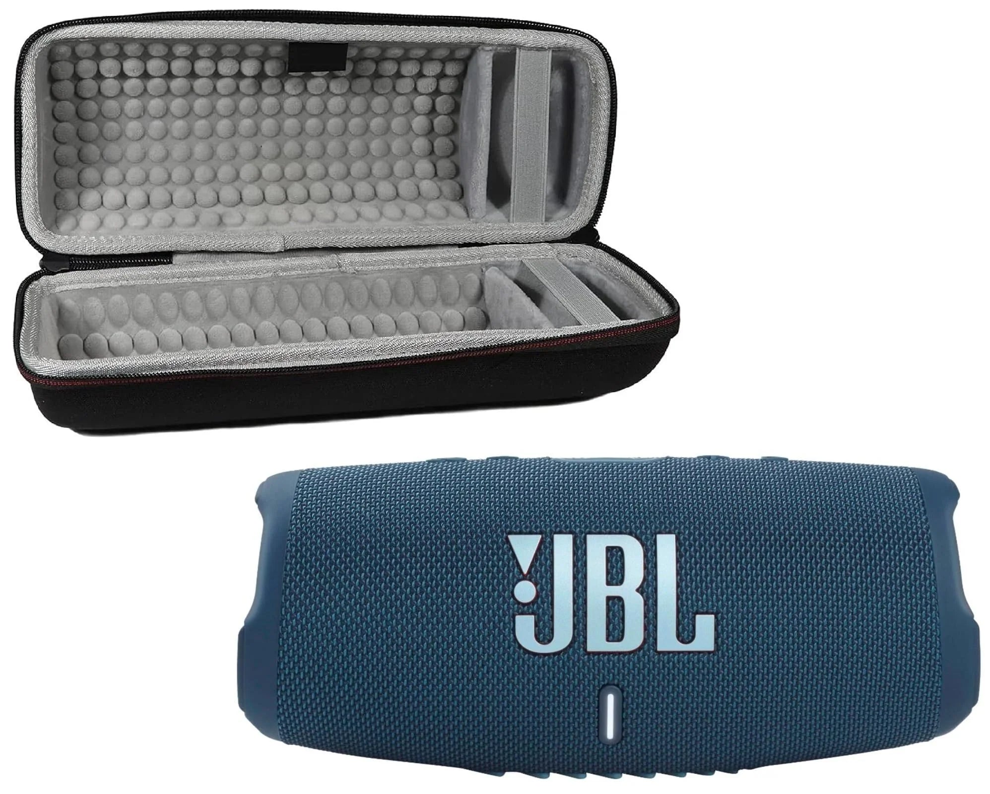 JBL Charge 5 Bluetooth Speaker, IP67 Waterproof Bundle with Deluxe CCI Hardshell Protective Case (Blue)