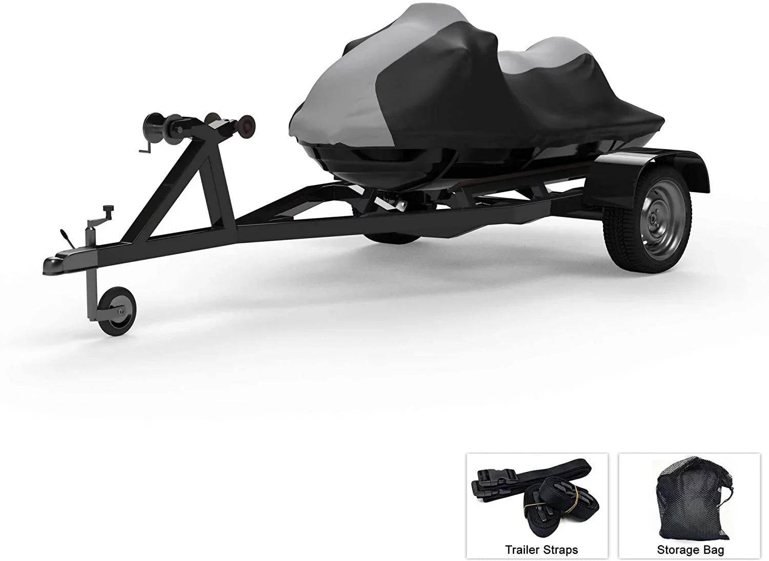 proof Jet Ski Shield Yamaha EXR 2021 - Gray/Black Color - All - Trailerable - Protects from Rain, Sun, UV Rays, and More! Includes Trailer Straps and Storage Bag