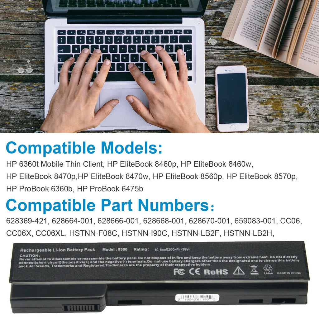 Battery For HP ProBook 6360b,ProBook 6460b,ProBook 6465b,ProBook 6470b,ProBook 6475b,ProBook