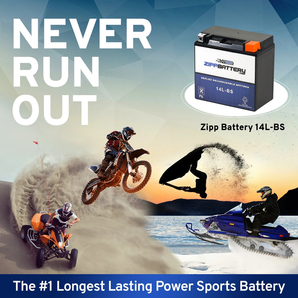 Zipp Battery Ytx14l-bs (14l-bs 12 Volts,12 Ah, 200 Cca) Motorcycle Battery Harley-davidson 1200cc Xl Xlh Sportster 2007