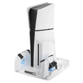 Stand Cooling Station PS5 Slim Game Console with Dual Controller Charging Station Game Slots Game Console Accessories-White