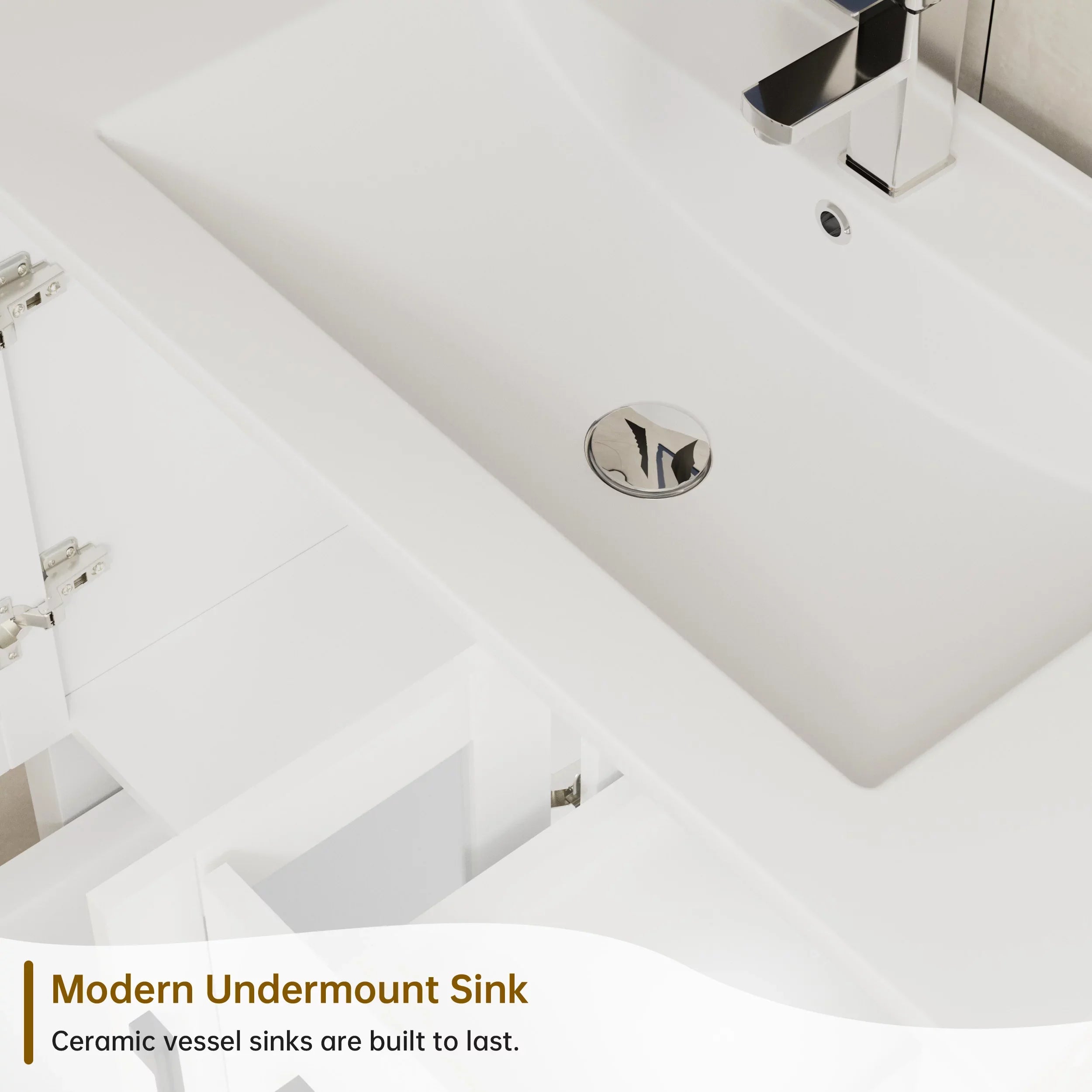 NOVALLA 36" Drop in Bathroom Sink, Ceramic Bathroom Vanity Top Sink Basin Countertop with Chrome Faucet with Pop Up Drain