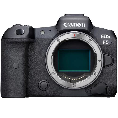 Canon EOS R5 Full Frame Mirrorless Camera with RF 24-105mm STM & 75-300mm III + 420-800mm HD Lenses, Accessories: 2X 64GB Memory Cards, LED Video Light, Microphone, Extra Battery, Case & More