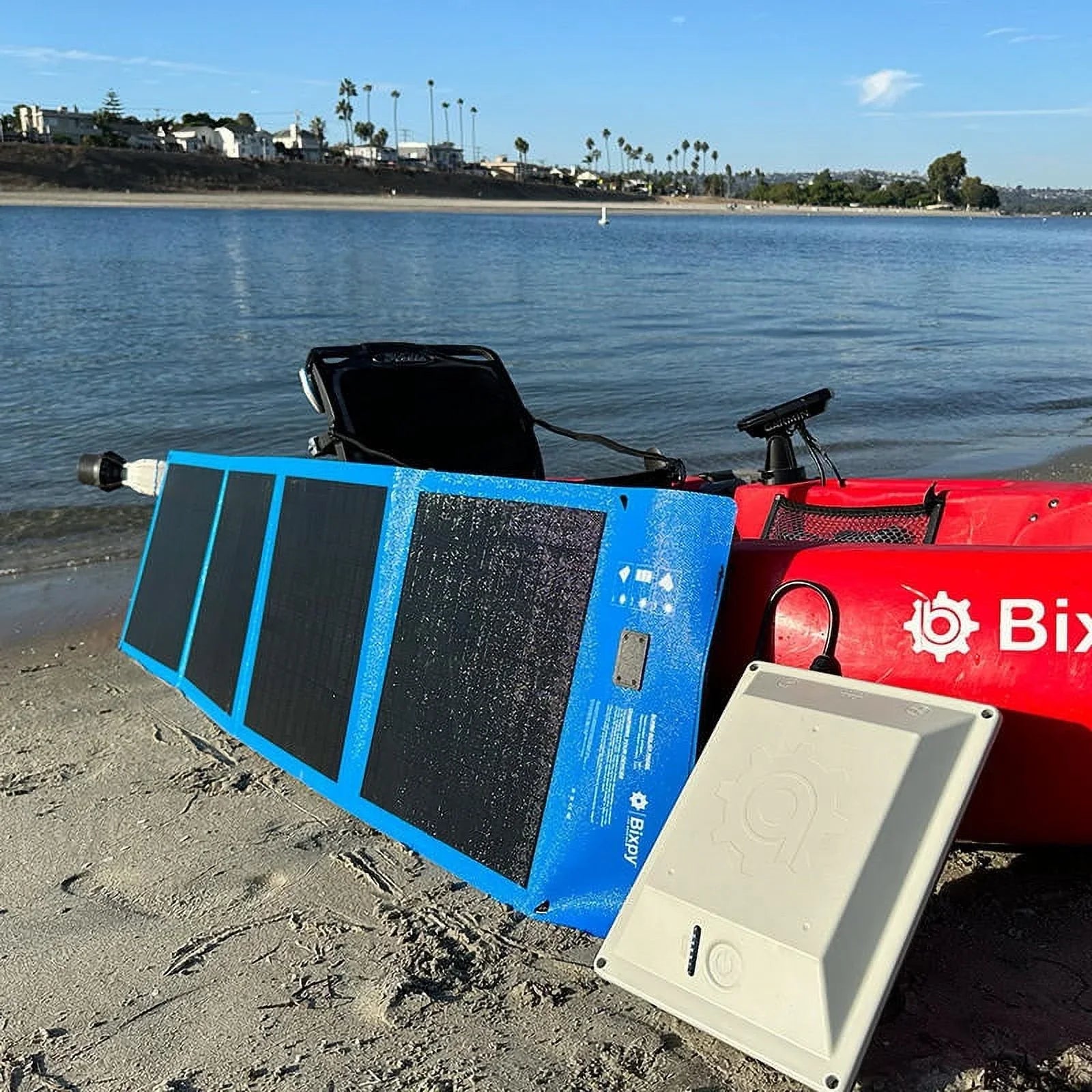 Bixpy K-1 Outboard Kit with SUN80 Solar Panel - Electric Marine Trolling Motor with 378 Wh Battery,Perfect Kayak, Inflatable Watercraft, Paddle Boards