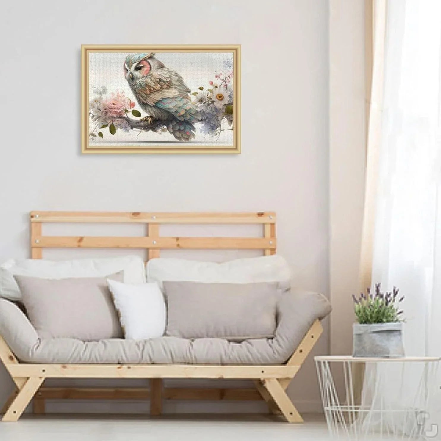 500 PCS Art Floral Owl Jigsaw Puzzle, Paper Wood Composite Material Zigsaw with Storage Bag, Puzzle Adults, Fun Challenging Brain Exercise Family Game Gift Kids Friends Parents