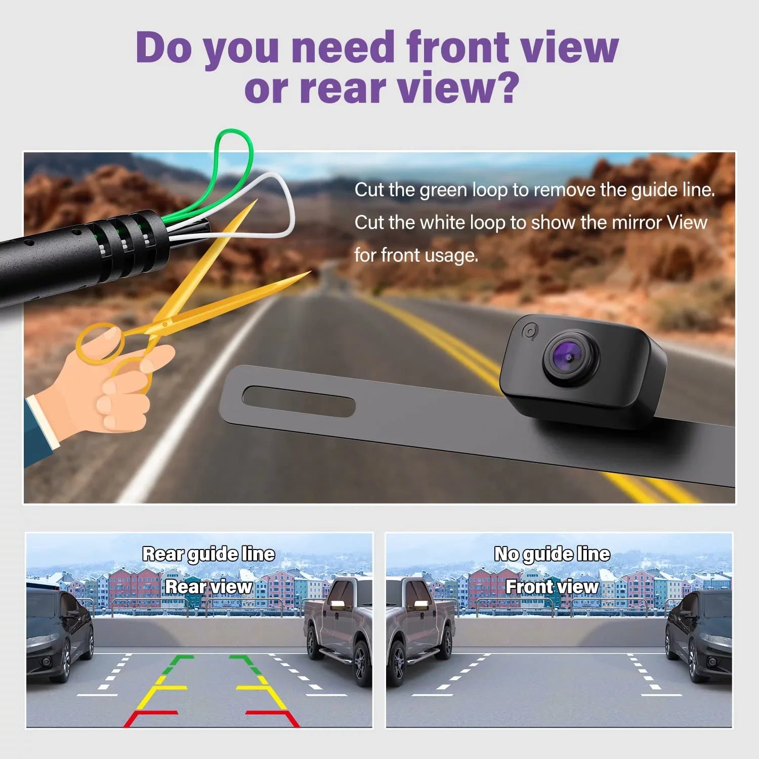 eRapta ERT11 Backup Camera, Rear View Reverse Camera Car Truck Pickup SUV RV Van HD License Plate Front Rear Camera