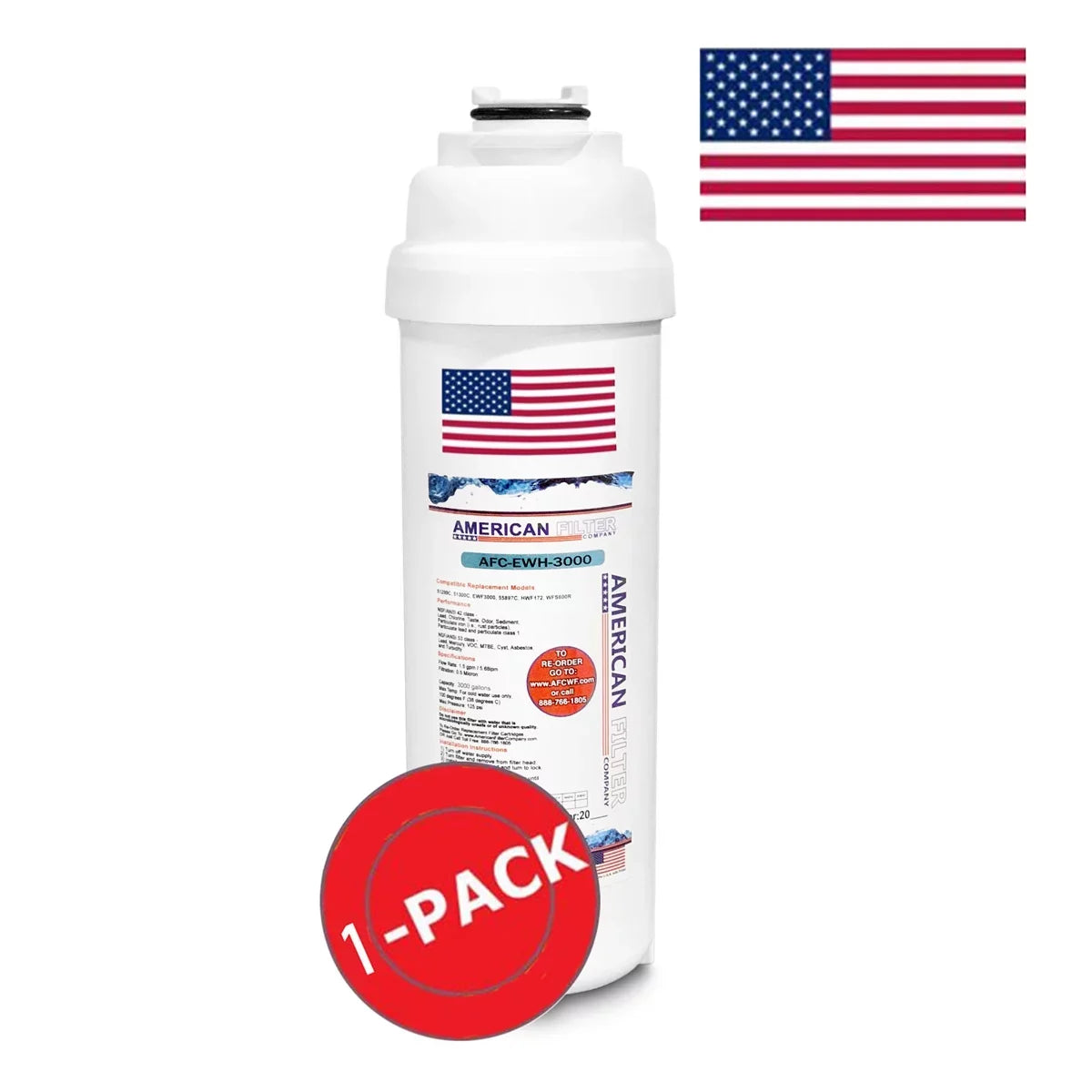 AFC Brand , Water Filters , Model # AFC-EWH-3000 , with WaterSentry® HTVZDPV-WF - 1 Pack - Made in U.S.A.