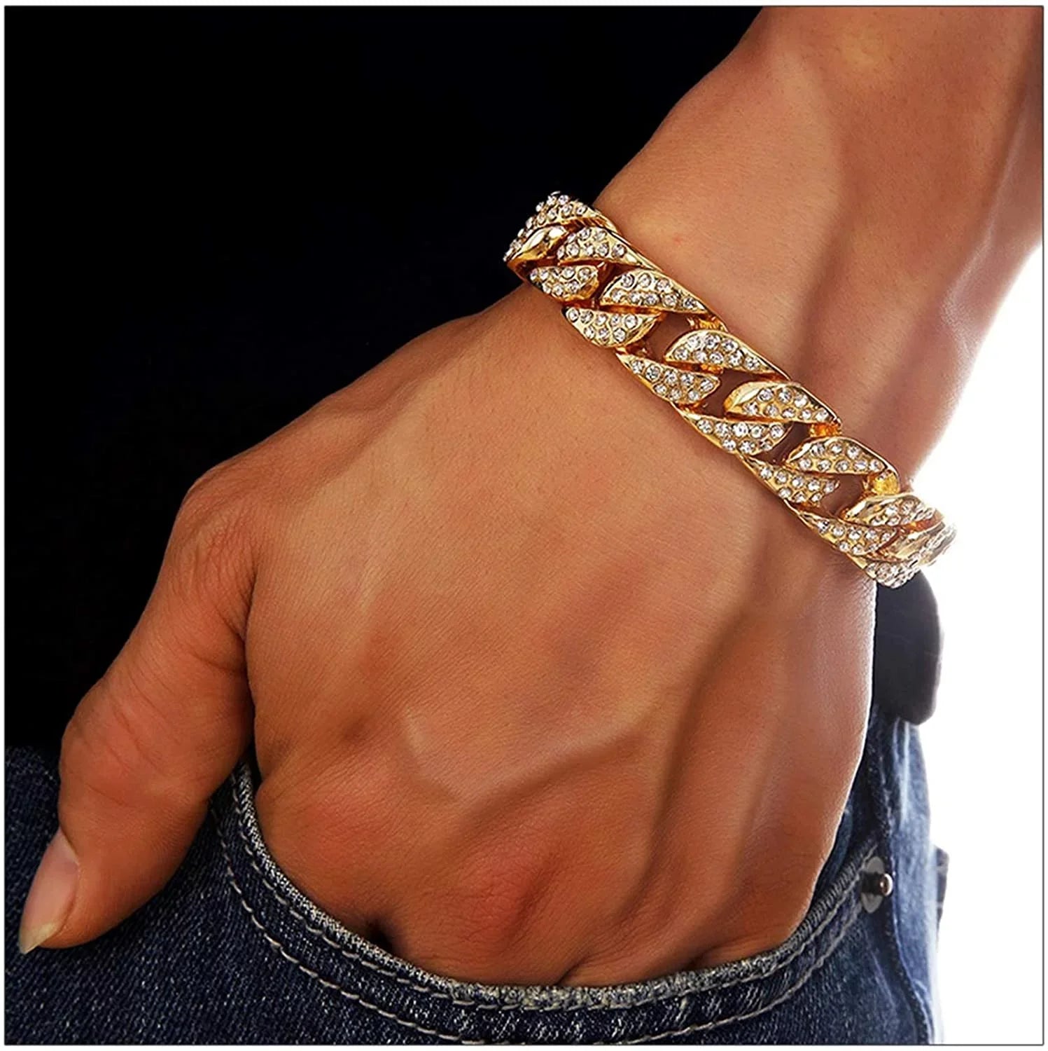 Charles Raymond Big Rocks Fully Iced Out Diamond Mens Watch w/Easy Read Date & Day - Designer Hip Hop Blinged Out Timepiece - ST10535 (ST10536-AN Gold -C)