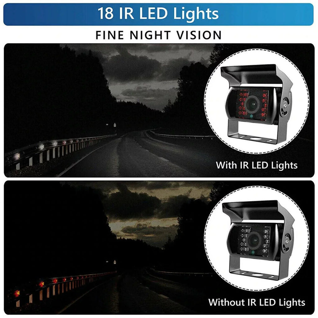 12V/24V parking system 7inch TFT LCD Car Monitor IR with 18 LED camera Bus RV Car Van Truck reverse Night Vision+32 feet cable
