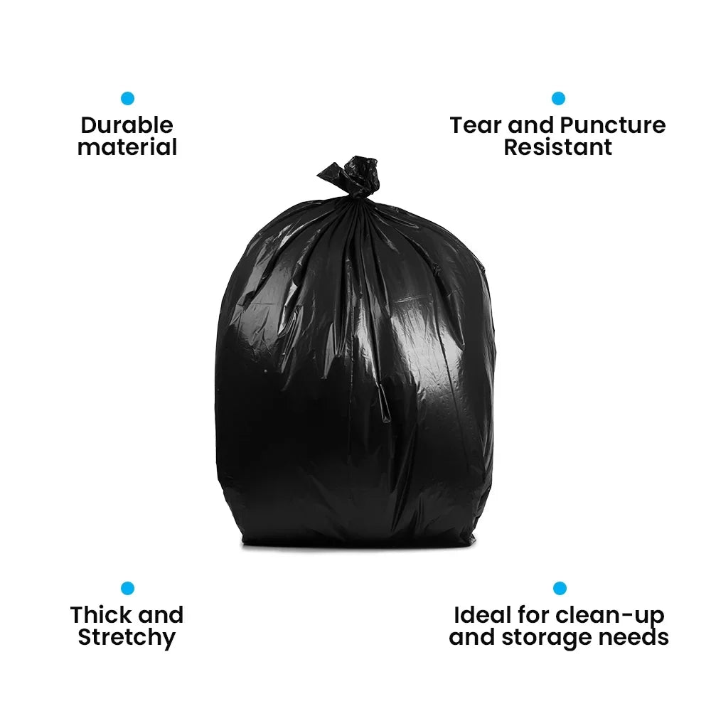 PlasticMill 42 Gallon, Black, 1.5 MIL, 33x48, 100 Bags/Case, Garbage Bags / Trash Can Liners.