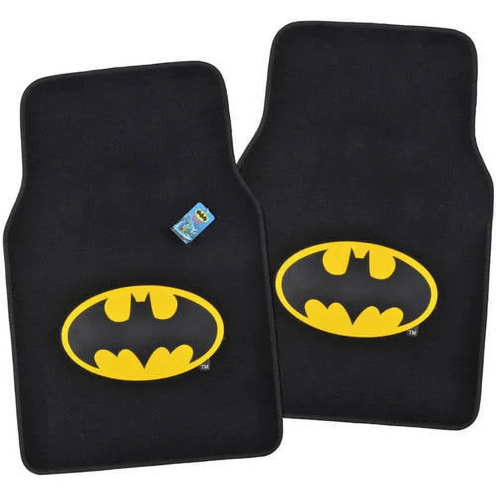 BDK Batman Seat Shield with Floor Mats Full Set, Holiday Car Auto Accessories Gift Set