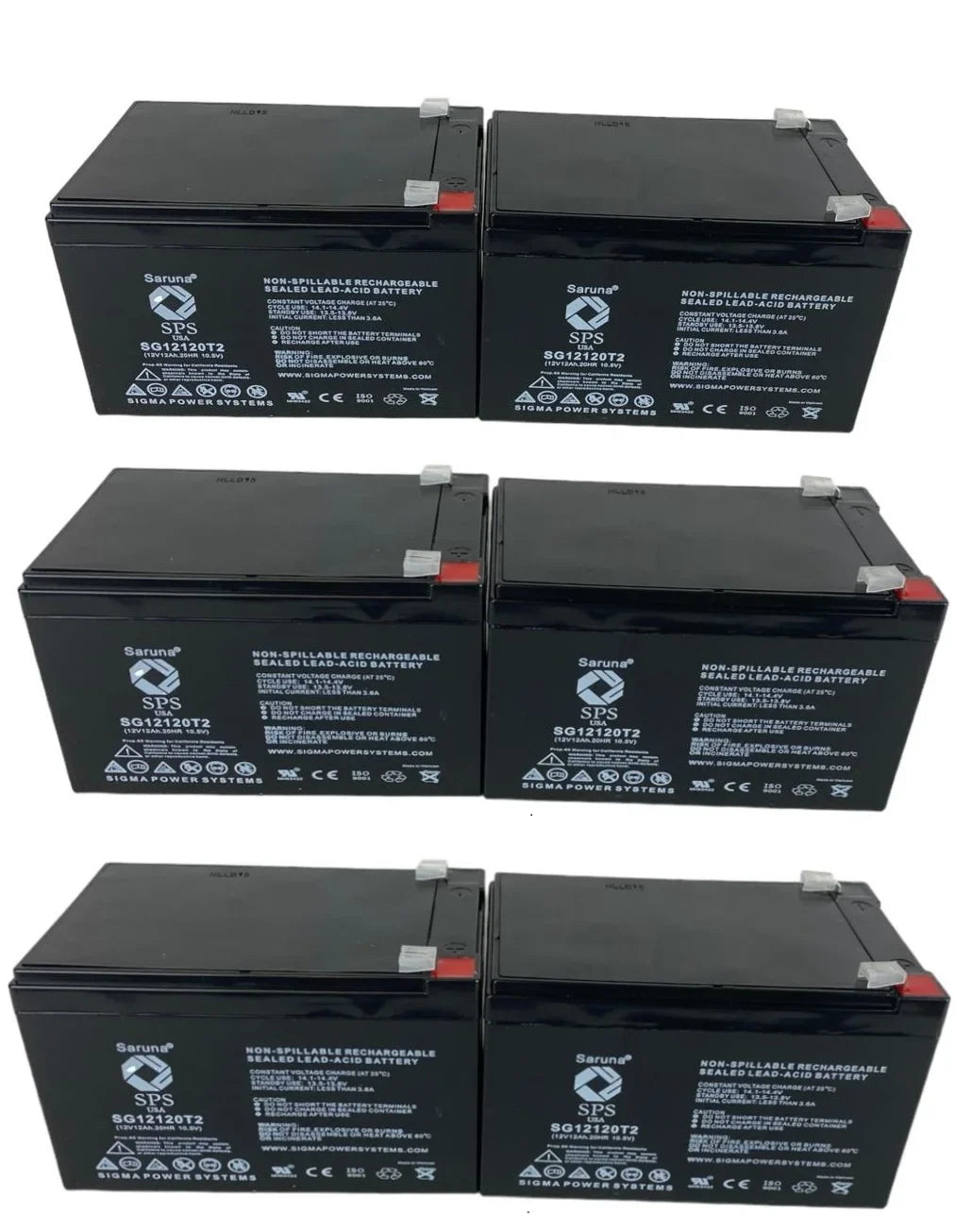 SPS Brand 12V 12Ah Replacement Battery (SG12120T2) Pride TRAVELPro 3-Wheel Travel Pro Portable Scooter (6 Pack)