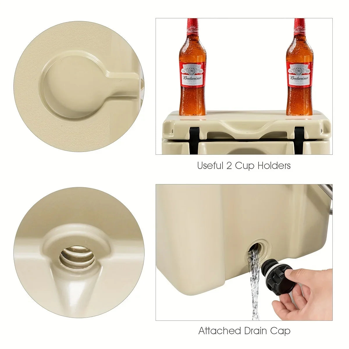COSTWAY 16-Quart Cooler - Resilient Leak-Proof Ice Chest, Keeps 24 Cans Chilled - Optimal Outdoor Camping & Picnics