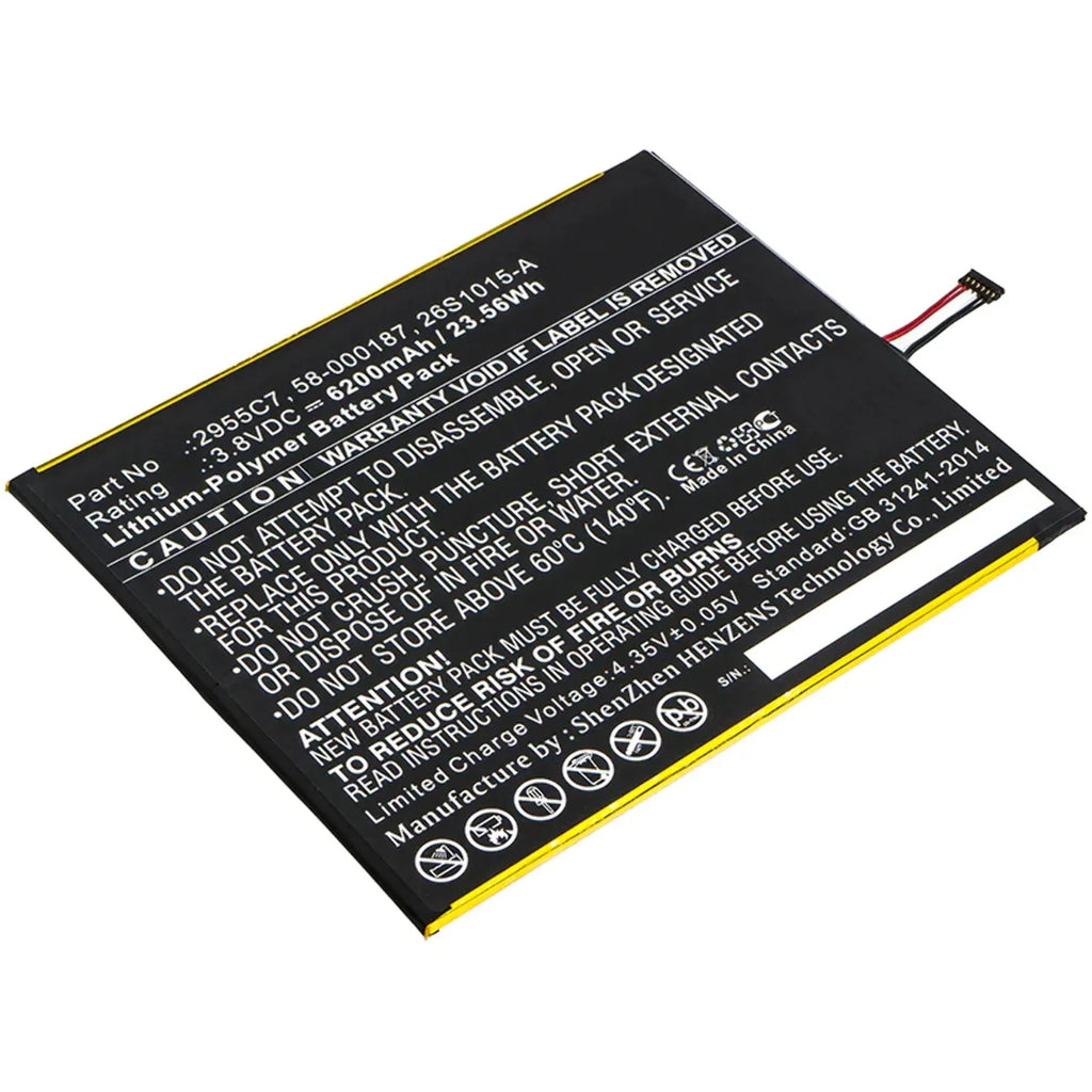 Batteries N Accessories BNA-WB-P9722 Tablet Battery - Li-Pol, 3.8V, 6200mAh, Ultra High Capacity - Replacement Amazon 26S1015-A Battery
