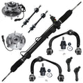 Detroit Axle - Power Steering Rack & Pinion + Front Upper Control Arms + Wheel Hubs + Suspension Kit Replacement Ford F-150 Lincoln Mark LT 4WD w/ABS ; Straight Sway Bars - 11pc Set