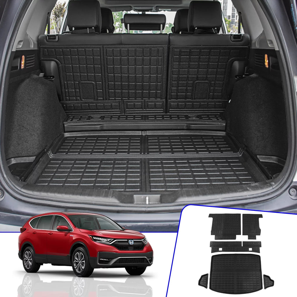 Fit 2017-2022 Honda CRV Fuel Trunk Mat Cargo Liner Rear Trunk Liner TPE All Seat Back Coating Protector 2021 CR-V Accessories (Trunk Mats + Backrest Mats)