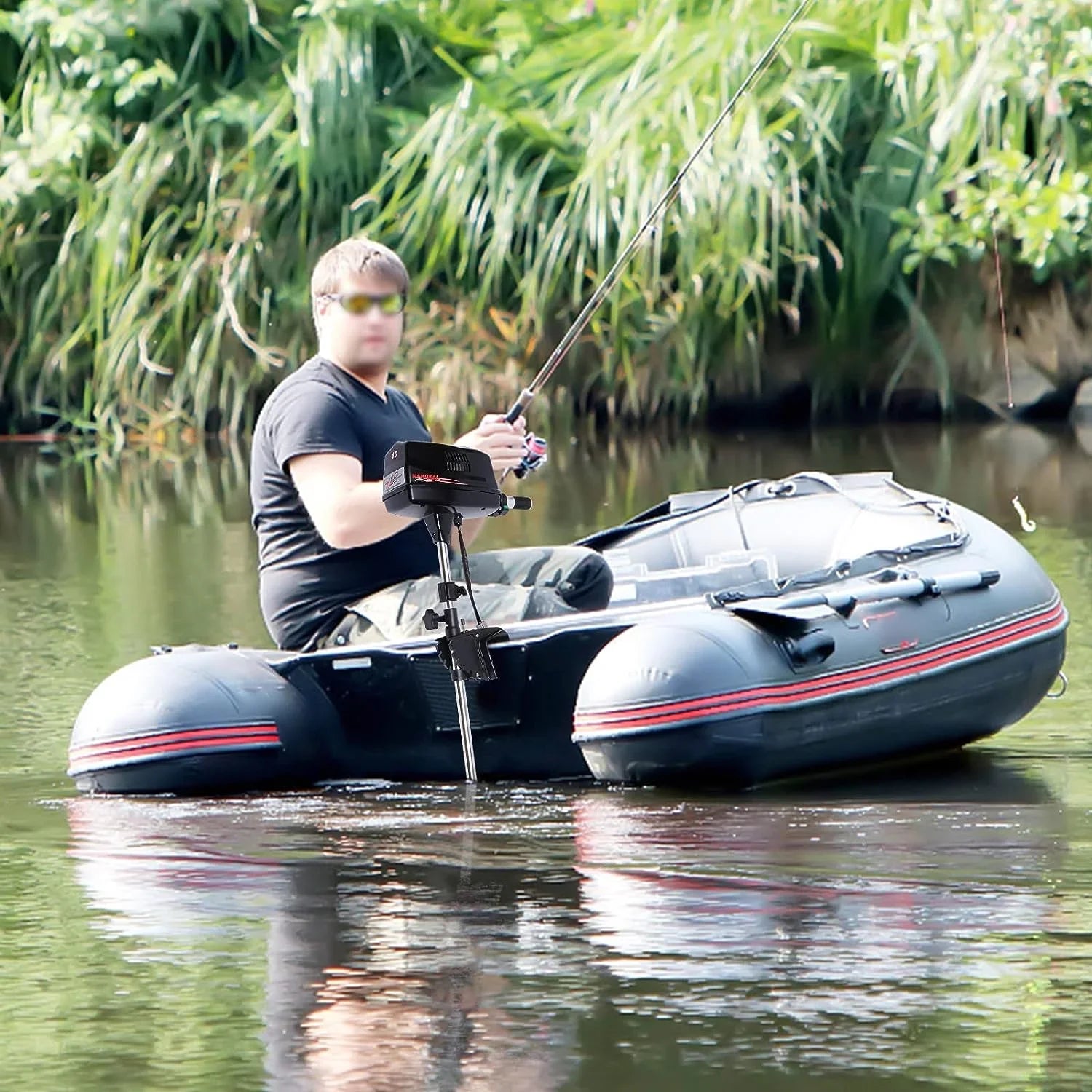 Miumaeov 10HP Electric Outboard Engine 60V 2200W Brushless Trolling Motor Jet Pump Propeller Fishing Vessel Engine Small Water Vehicles Inflatable Watercraft Canoes Aluminum Fishing Ship