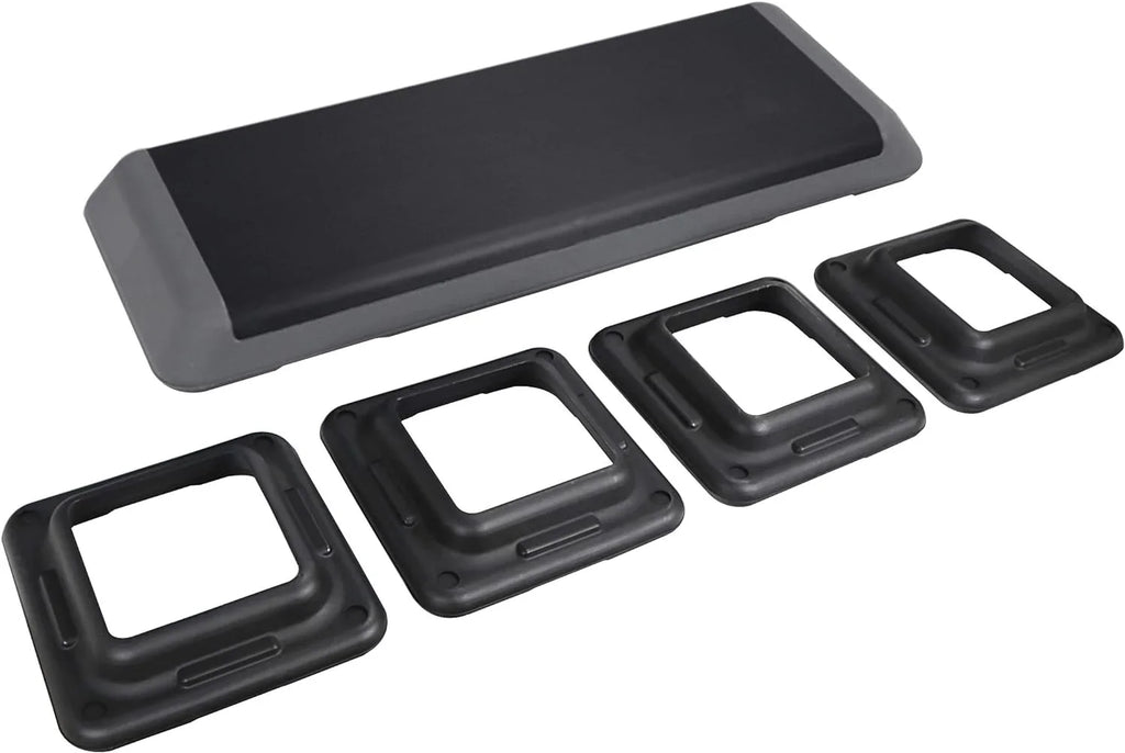 43'' Exercise Aerobic Step Platm, Adjustable Fitness Stepper with 4 Stackable Risers, Aerobics Stepper Workout Stepper Home Gym Cardio Strength & Training