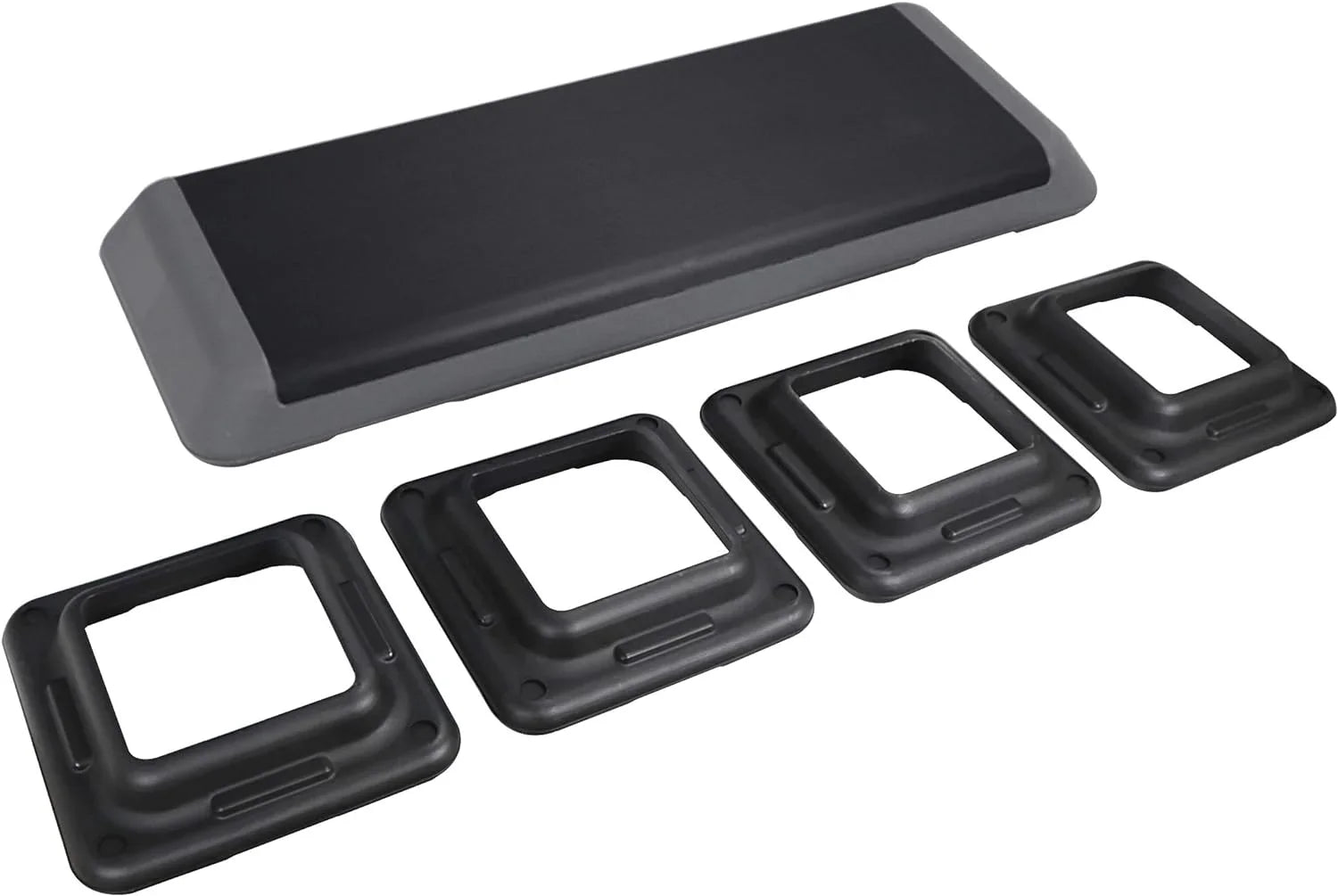 43'' Exercise Aerobic Step Platm, Adjustable Fitness Stepper with 4 Stackable Risers, Aerobics Stepper Workout Stepper Home Gym Cardio Strength & Training