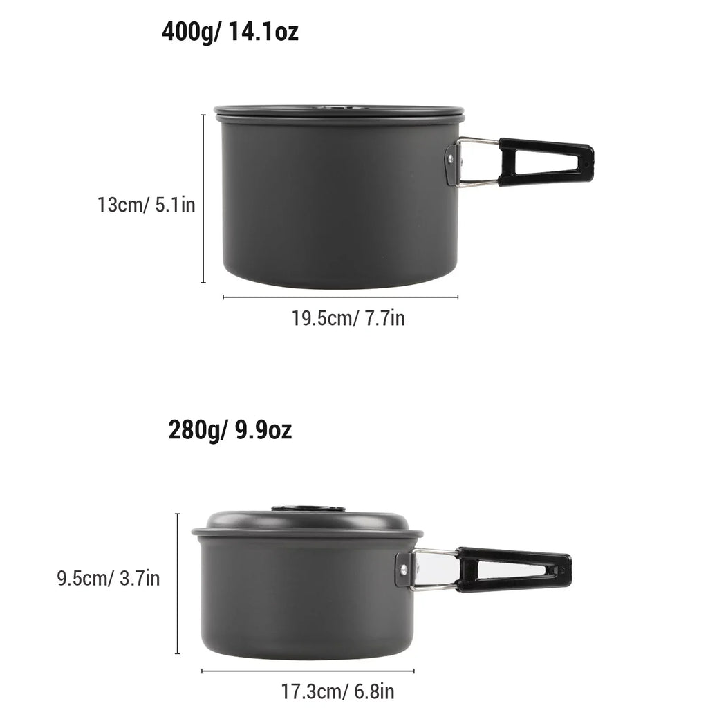 Anself Camping Cookware Mess Kit Non Stick Pot and Pan Set with Kettle Cooking and Backpacking