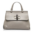 Pre-Owned Authenticated Gucci Medium Bamboo Daily Calf Leather Gray Satchel Unisex (Good)